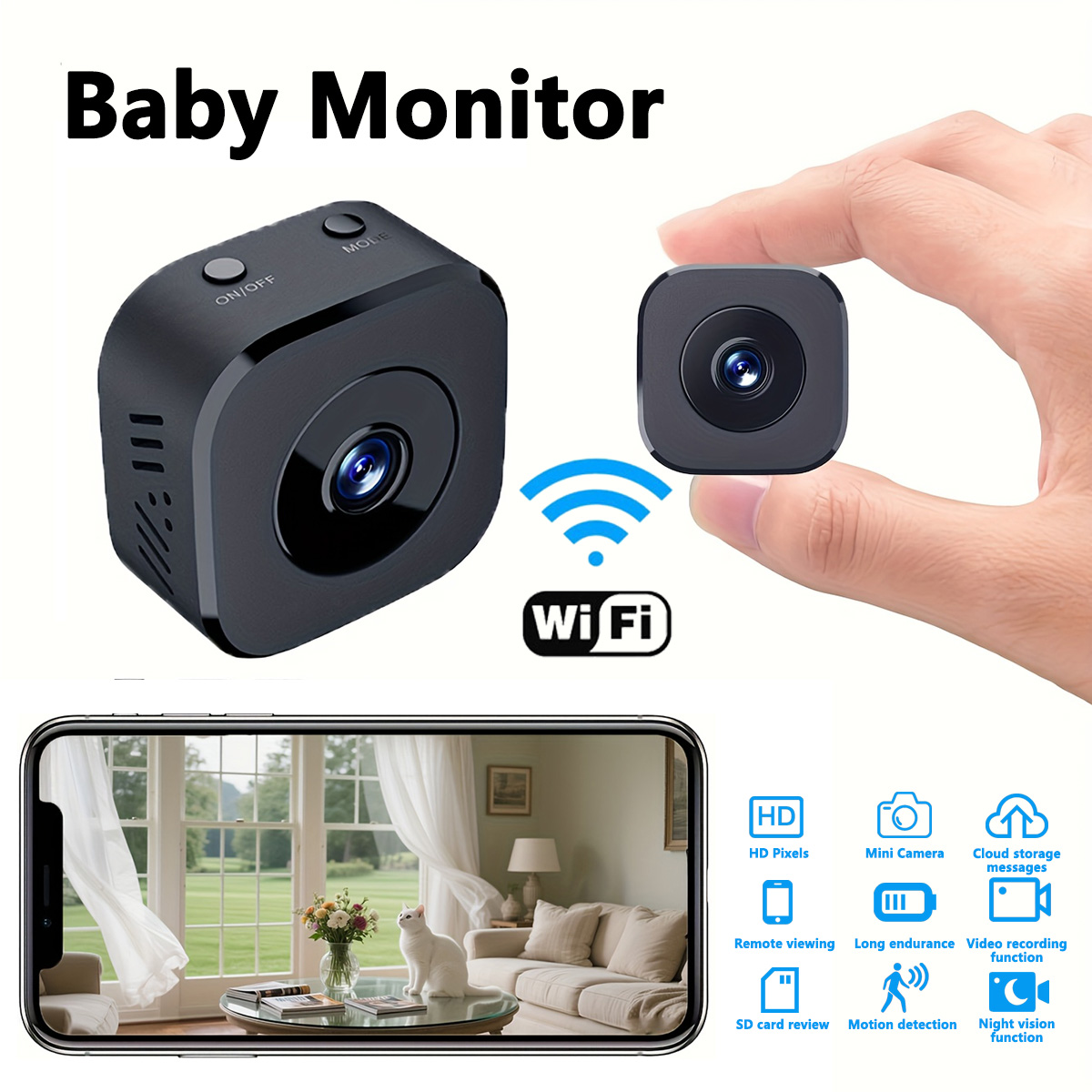 Monitor Portable Usb - Mini cámara WiFi HD de 1080P,
