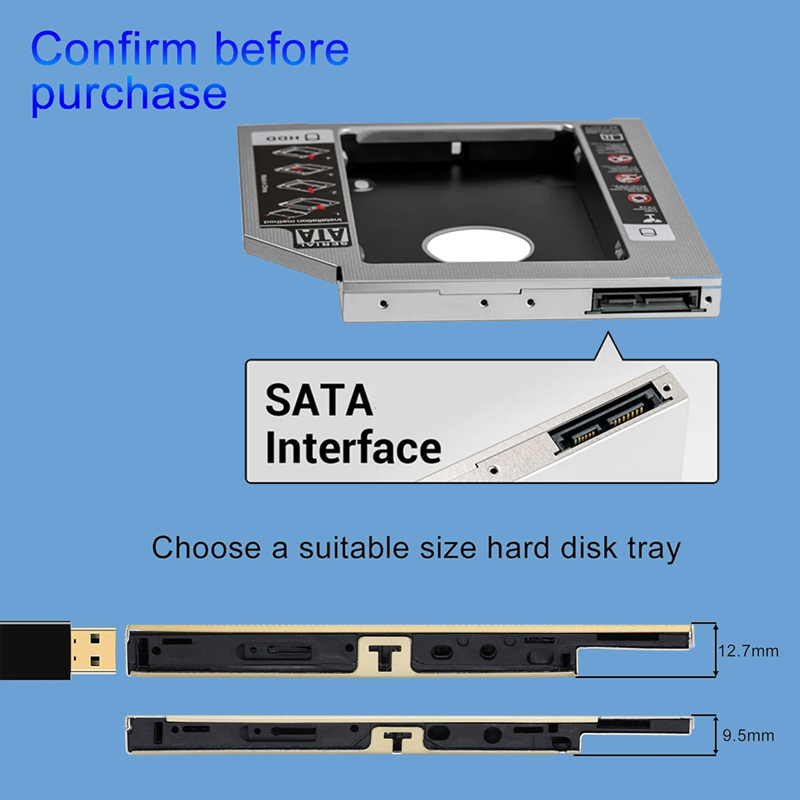 Adaptador HDD SSD Caddy interf - Laptop Accessories Organizer reseña y precio