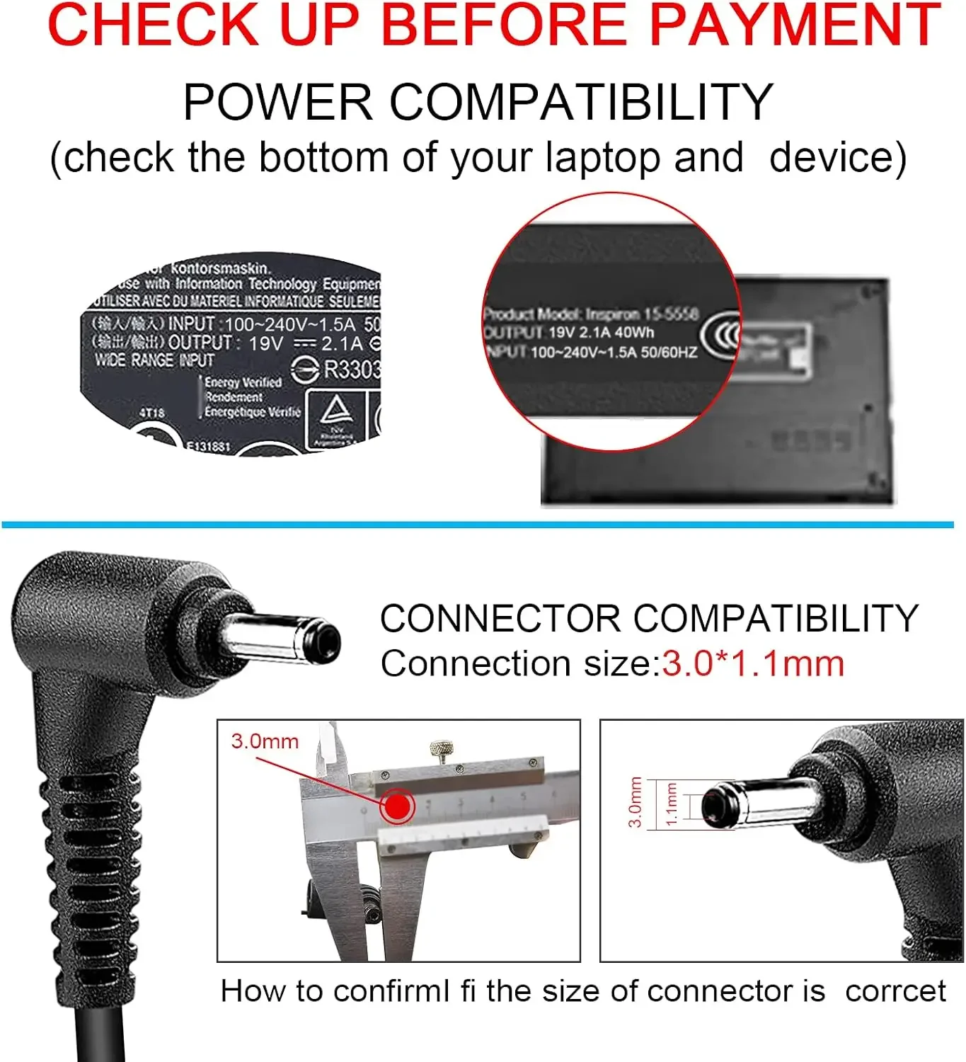 Cargador adaptador de CA para  - Laptop Accessories Shop reseña y precio